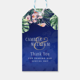 トロピカル王室のアイランドブルー葉フラワーズ結婚ズ ギフトタグ
