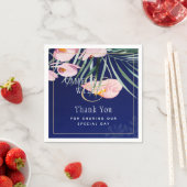 トロピカル王室のアイランドブルー葉フラワーズ結婚ズ スタンダードカクテルナプキン (インサイチュ)