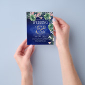 トロピカル王室のアイランドブルー葉フラワーズ結婚ズ チラシ (手)