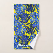 トロピカル王室のブルーイエローモンステラ葉の名前 バスタオルセット (ハンドタオル)