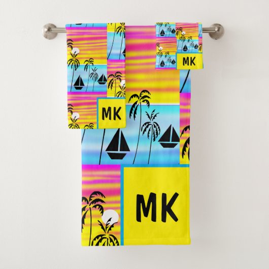 トロピカル素晴らしサンセットセーリング バスタオルセット (インサイチュ)