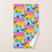 トロピカル素晴らしサンセットセーリング バスタオルセット (ハンドタオル)