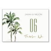 トロピカル素朴グリーンビーチヤシ結婚の木 テーブルナンバー (裏面)