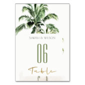 トロピカル素朴グリーンビーチヤシ結婚の木 テーブルナンバー (正面)