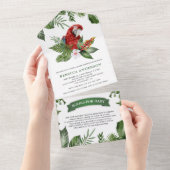 トロピカル素朴ジャングルかわいいマカオ赤ちゃんシャワー オールインワン招待状 (貼ってはがせる)