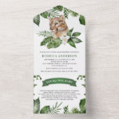 トロピカル素朴ジャングルサファリライオンベビーシャワー オールインワン招待状 (内側)