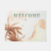 トロピカル素朴パームズウェルカム ドアマット (正面)