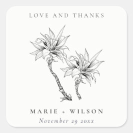 トロピカル素朴パームズ白黒スケ結婚ッチ スクエアシール