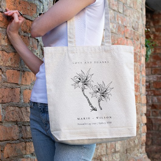 トロピカル素朴パームズ白黒スケ結婚ッチ トートバッグ