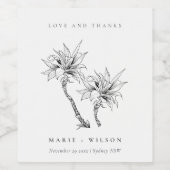 トロピカル素朴パームズ白黒スケ結婚ッチ ワインラベル (シングルラベル)