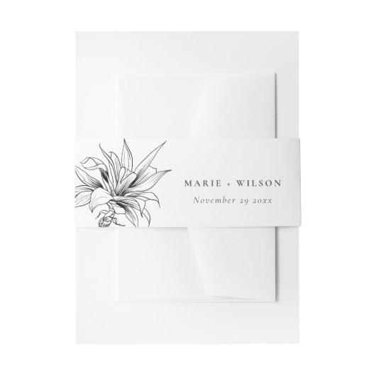 トロピカル素朴パームズ白黒スケ結婚ッチ 招待状ベリーバンド (正面例)