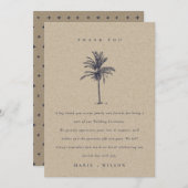 トロピカル素朴パームツリーネイビークラフト結婚ズ サンキューカード (正面/裏面)