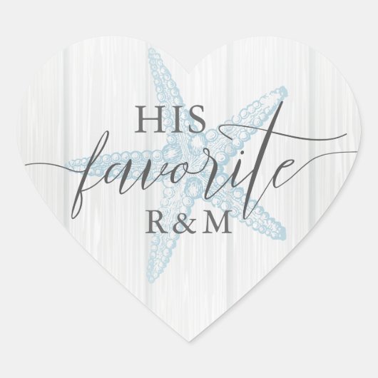 トロピカル素朴ビーチ結婚式ヒーお気に入りのズ ハートシール (正面)