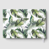 トロピカル結婚な葉の緑と金ゴールド ゲストブック (裏面)