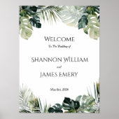 トロピカル結婚のウェルカムサイン – ボタニカルテーマ ポスター (正面)