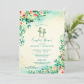 トロピカル結婚のカップルのシャワーフローラシーホース 招待状 (スタンド正面)