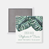 トロピカル結婚のモンステラ日付を保存 マグネット (正面/裏面)