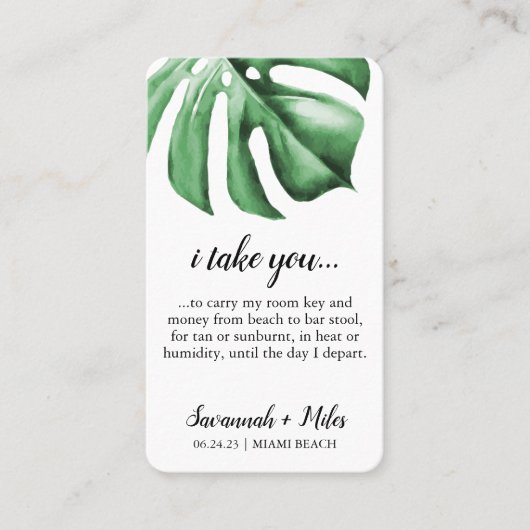 トロピカル結婚の旅程バッジ挿入 名刺 (正面)