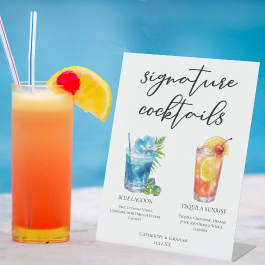 トロピカル結婚アイランドのシグネチャーカクテルメニュー 台座サイン