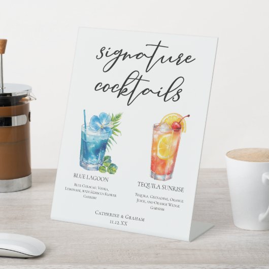 トロピカル結婚アイランドのシグネチャーカクテルメニュー 台座サイン (インサイチュ)