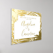 トロピカル結婚ウェルカムサイン金ゴールドパーム 箔ポスター (レイダウン)