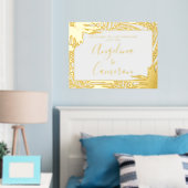 トロピカル結婚ウェルカムサイン金ゴールドパーム 箔ポスター (インサイチュ (寝室))