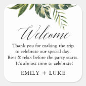 トロピカル結婚ウェルカムバッグカスタムステッカー スクエアシール (正面)