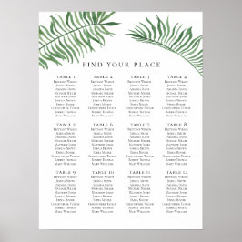 トロピカル結婚シーティングチャートプリント。エキゾチック緑 ポスター