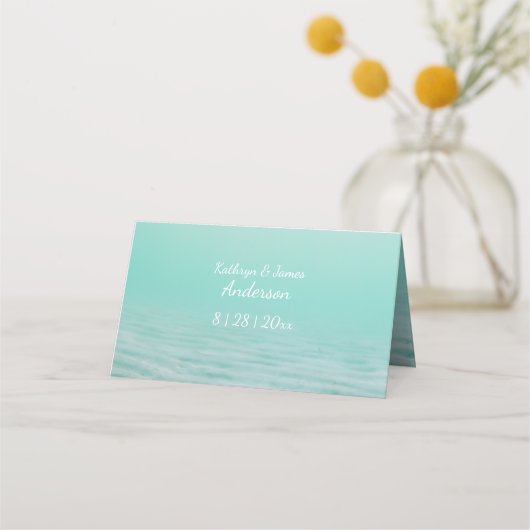 トロピカル結婚スターフィッシュアクア海ビーチテーマ プレイスカード (裏面)