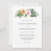 トロピカル結婚ズインパラダイスウォーターカラーフローラ 招待状 (正面)