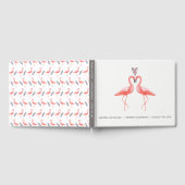 トロピカル結婚ズゲストブック | 水彩フラミンゴ ゲストブック (全面)