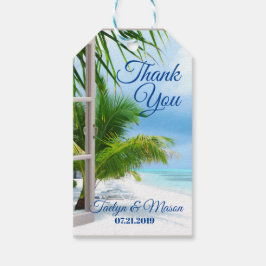 トロピカル結婚ビーチシーンありがとうギフトカード ギフトタグ