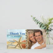 トロピカル結婚ビーチシーンフォトカード サンキューカード (スタンド正面)