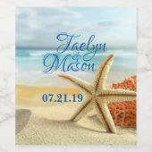 トロピカル結婚ビーチシーンワインボトルラベル ワインラベル (シングルラベル)