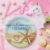 トロピカル結婚ビーチシーン紙プレート ペーパープレート (パーティー)