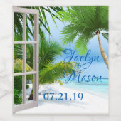 トロピカル結婚ビーチシーン飲料ラベル ワインラベル (シングルラベル)