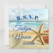 トロピカル結婚ビーチシーンRSVPカード 招待状 (正面)