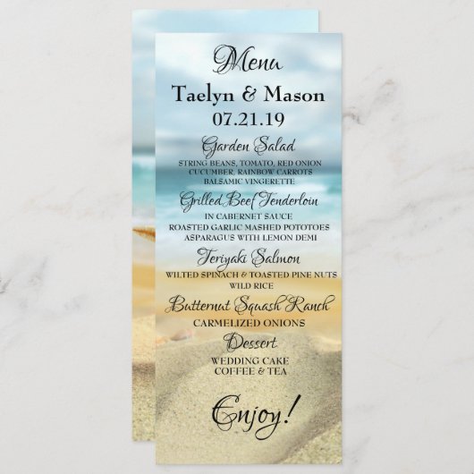 トロピカル結婚ビーチシ結婚ーンのメニューカード メニュー (正面/裏面)