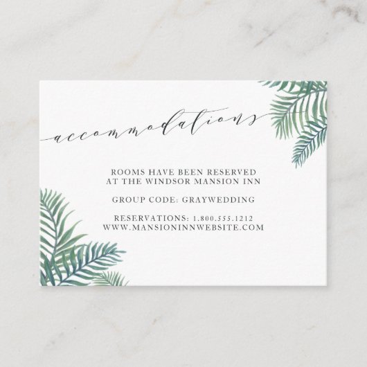 トロピカル結婚フォリーズホテルアコモデーションカード エンクロージャーカード (正面)