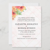 トロピカル結婚フローラコーラルシモダンック 招待状 (正面)