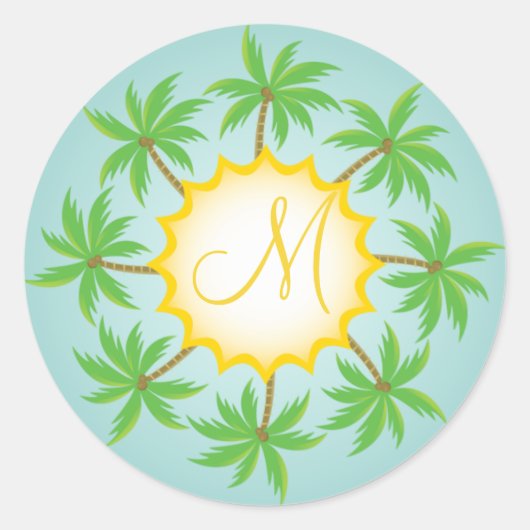 トロピカル結婚モノグラム封筒用シールシール ラウンドシール (正面)