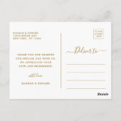 トロピカル結婚リーフの写真金ゴールド ポストカード (裏面)