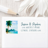 トロピカル絵画アイランドビーチ差出人住所 ラベル (インサイチュ)