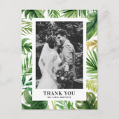 トロピカル緑の枠の写真結婚をお待ちしております ポストカード (正面)