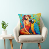 トロピカル美しいとブルーパロットデザイン クッション (椅子)