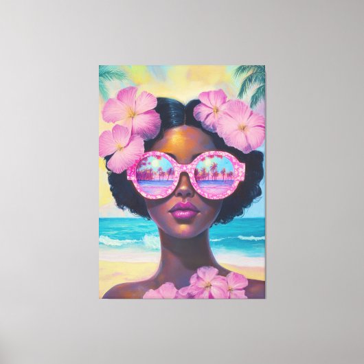トロピカル美しいインピンクシェード キャンバスプリント (正面)