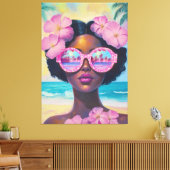 トロピカル美しいインピンクシェード キャンバスプリント (インサイチュ (リビング))