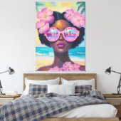 トロピカル美しいインピンクシェード キャンバスプリント (インサイチュ (寝室))