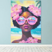 トロピカル美しいインピンクシェード キャンバスプリント (インサイチュ (ウッドフロア))