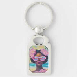 トロピカル美しいインピンクシェード キーホルダー